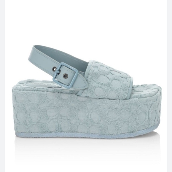 Coach Noelle Sandal In Signature Terry Cloth Blue Size 8.5 B NEW - Picture 6 of 16